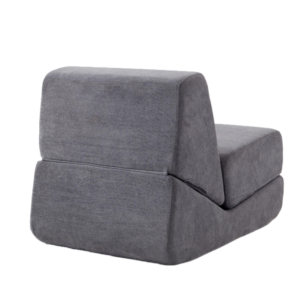 SCHLAFSESSEL 3-in-1 Umwandelbares Bodensofa & Gästebett aus Samtstoff - Grau, Textil (99/68/73cm) - Urban Meuble