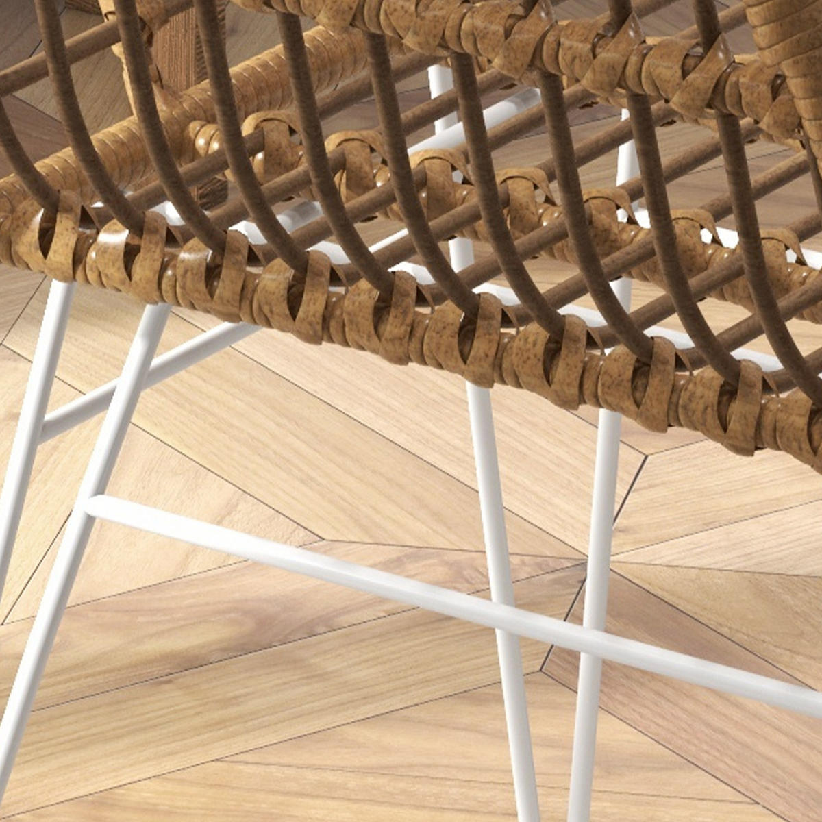 ESSZIMMERSTÜHLE DE-06882 2er-Set im Boho-Stil mit PE-Rattan Natur/Weiß - Hellbraun/Weiß, Kunststoff/Metall (60/79/56cm) - ComfortXL