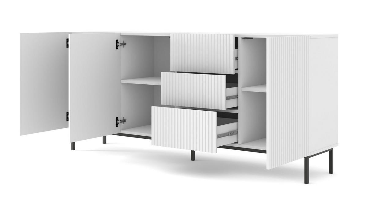 KOMMODE Weiß, Weiß, Schwarz 200/89/42 - Schwarz/Weiß, Holzwerkstoff (200/89/42cm) - RAUMHIRSCH FURNITURE