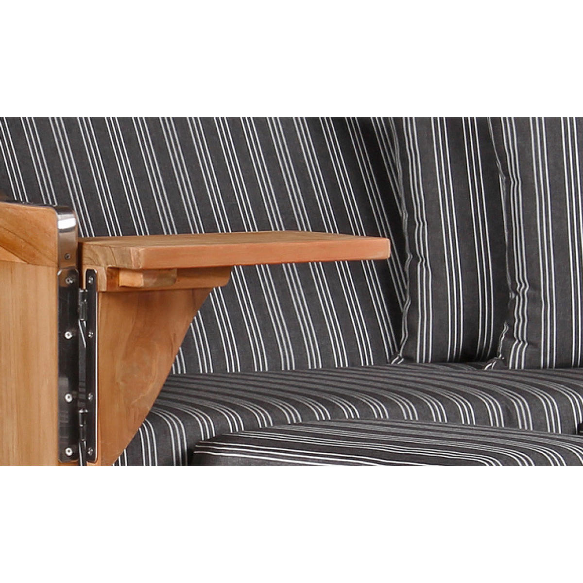 STRANDKORB Düne 2-Sitzer Teak Shell Bullauge - Braun/Grau, Holz/Metall (125/170/80cm) - Mr. Deko