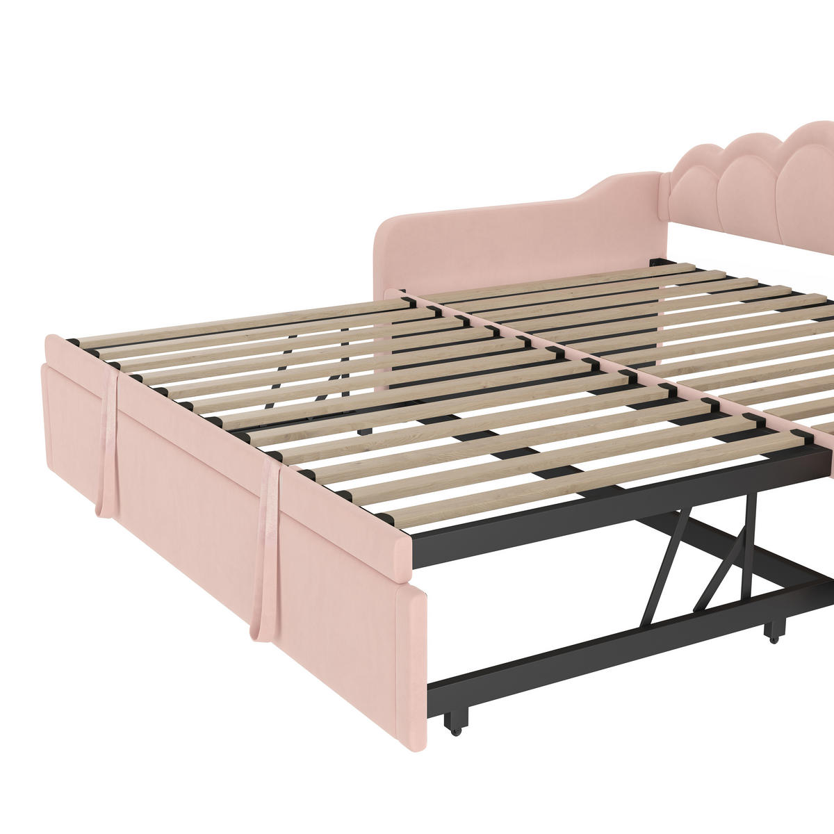 SCHLAFSOFA 90/200 cm & 90/200 cm in Rosa Samt mit Ausziehbett und LED - Rosa, Holzwerkstoff/Textil (90/200cm) - WISHDOR