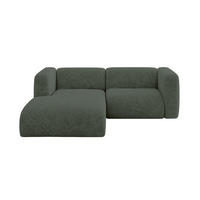 ECKSOFA Ottomane Links MIRA-L1 227x179x89 Grün Velours - Schwarz/Grün, Holzwerkstoff/Kunststoff (227/179cm) - ALTDECOR