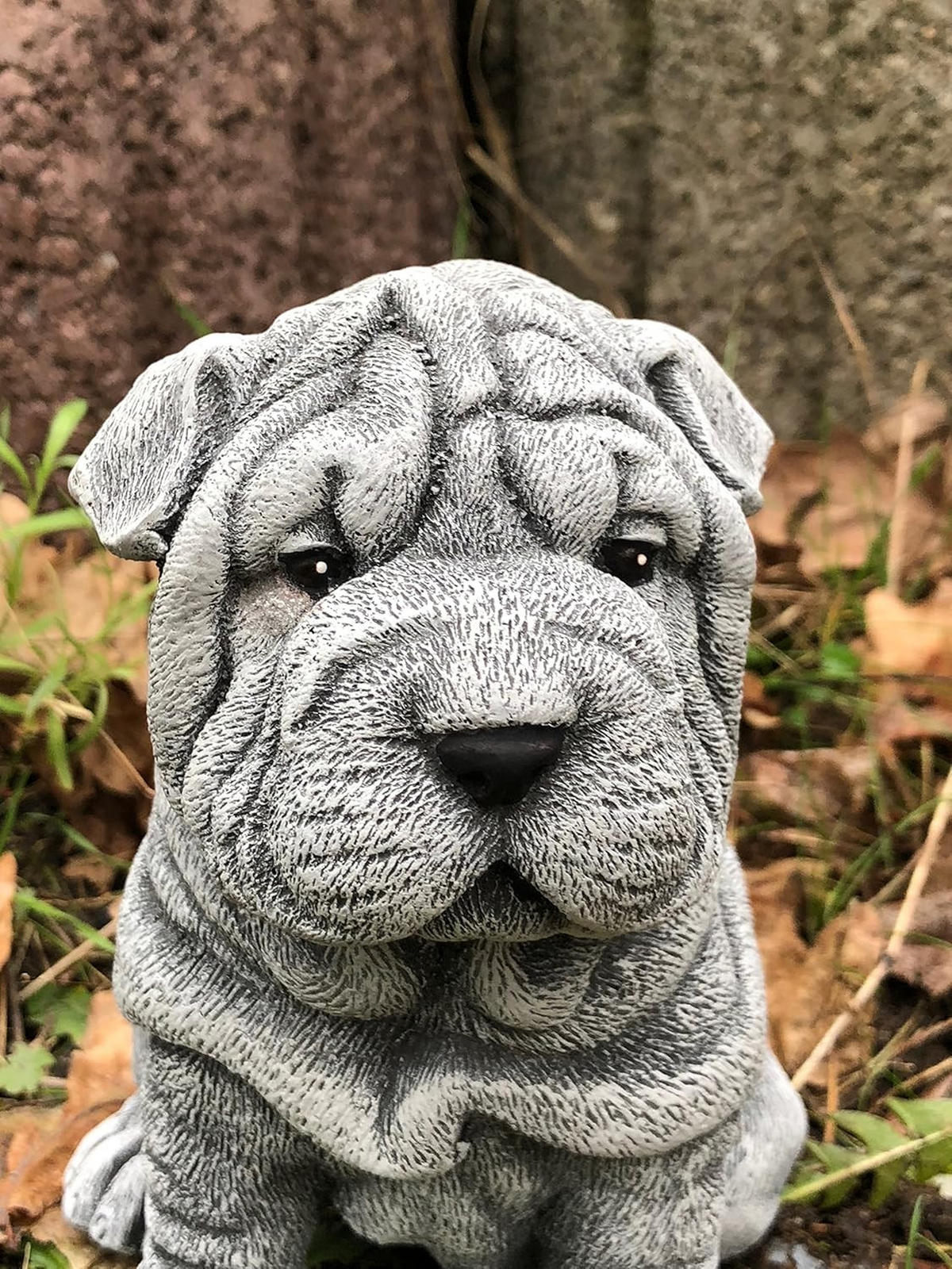 STEINFIGUR Shar-Pei frostfest Steinguss wetterfest - Grau, Stein (12/16/14cm) - stoneandstyle