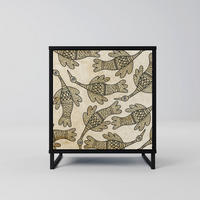 SIDEBOARD ALMONDINE SONGBIRD, Schwarz, 57,5x42x67,5 cm, Schwarze Metall-Rahmenfüße - Multicolor/Schwarz, Holzwerkstoff/Metall (57.5/67.5/42cm) - SpaceRebels