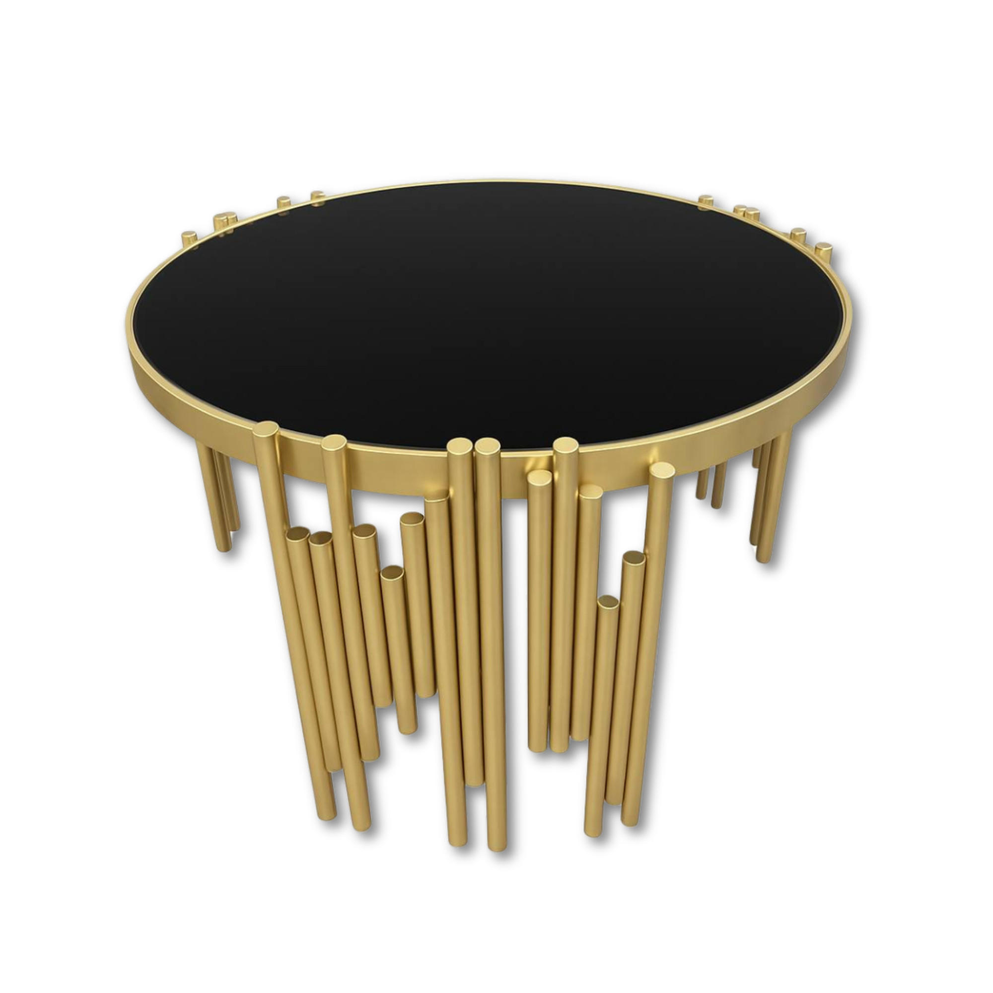 DESIGNER-COUCHTISCH Rund – Skulpturales Design trifft maßgefertigte Handwerkskunst - Goldfarben, Metall (91/91/45cm) - Fortisline