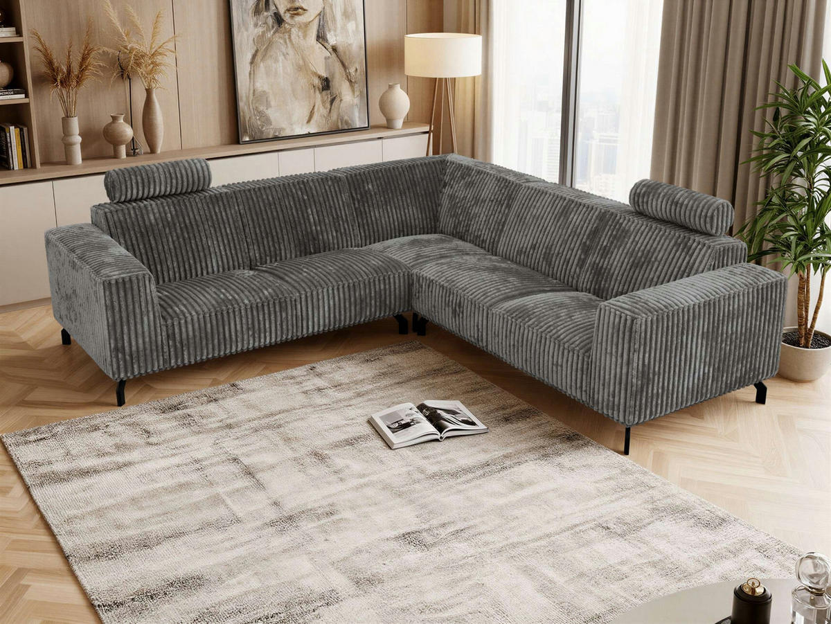 ROHOVÁ SEDAČKA VESANO L - Sivá Manšester - čierna/sivá, kov/textil (260/260cm) - MKS