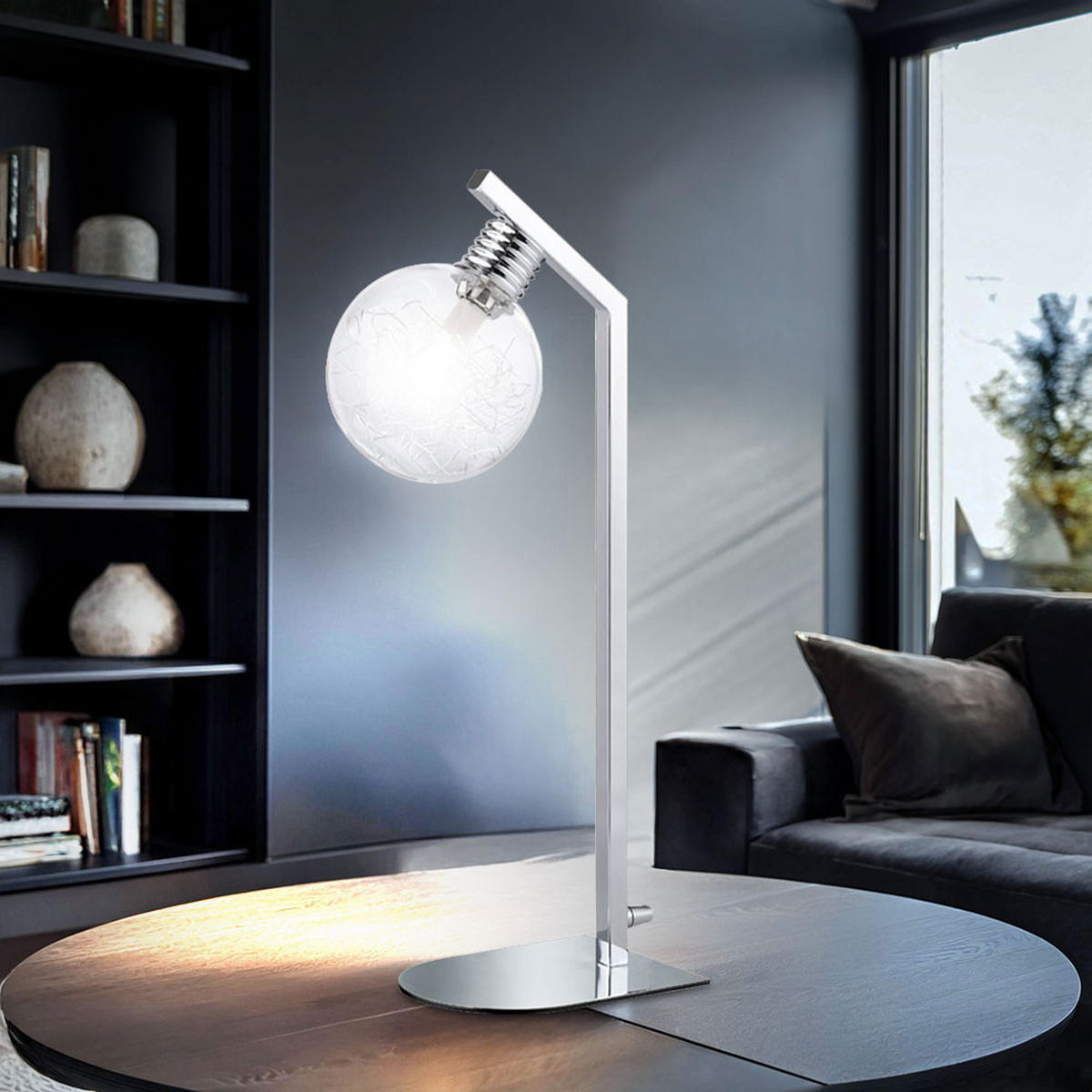 LED TISCHLEUCHTE Fero Chrom Silber - Silberfarben, Glas (21.5/13/40cm) - Wofi