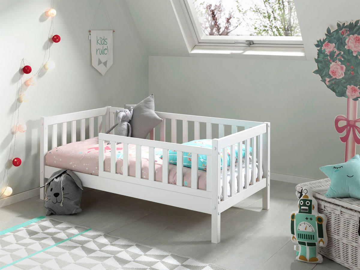 JUNIORBETT Karie 148x60x76 aus Massivholz in Weiß - Weiß, Holz (70/140cm) - 58aufmkessel