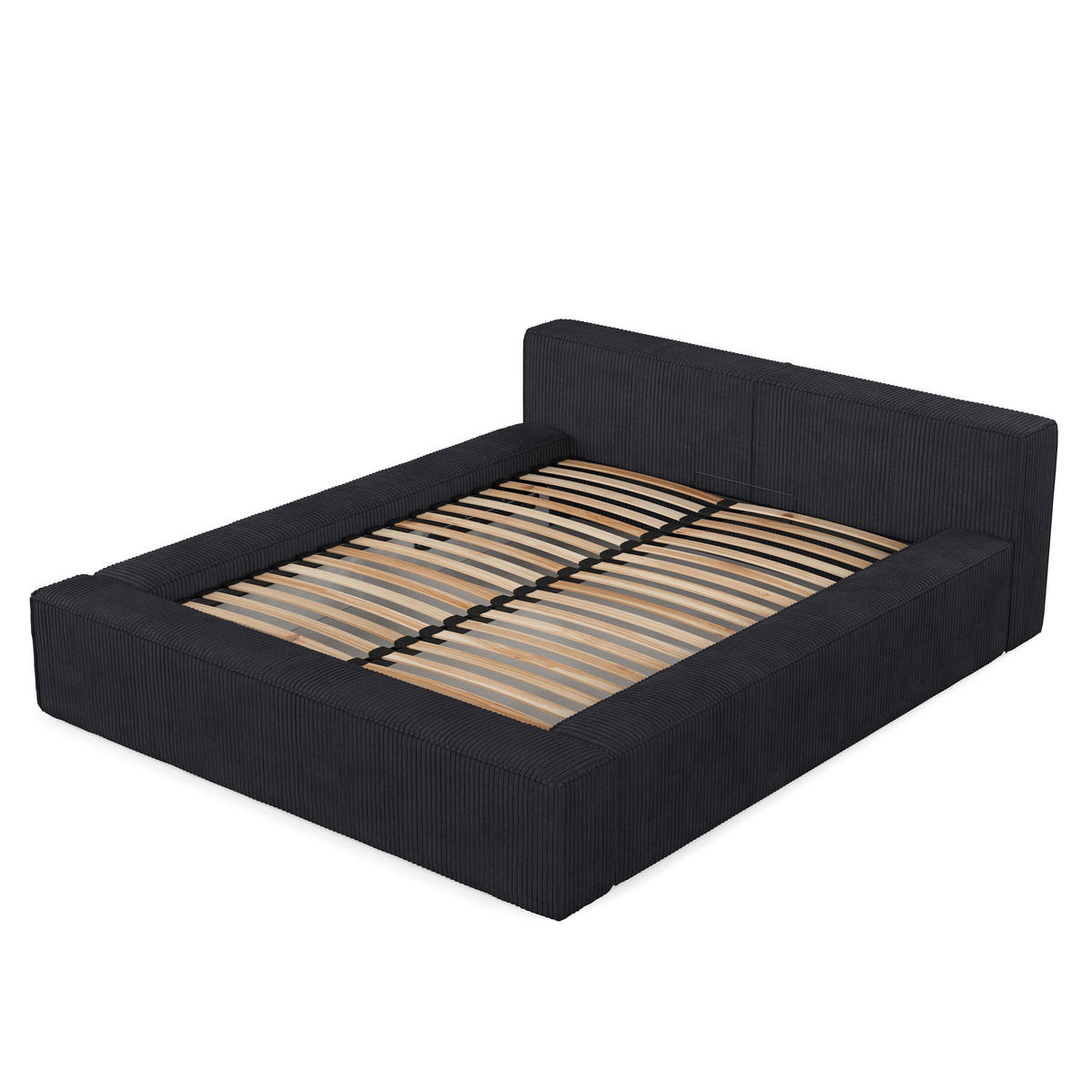 POLSTERBETT Casto mit Stauraum 180/200 cm Anthrazit im Poso Stoff - Anthrazit/Schwarz, Holz/Holzwerkstoff (180/200cm) - AltaBeds