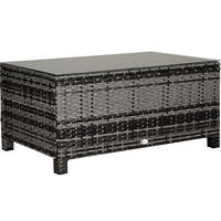 GARTENTISCH 85/50/39 cm grau aus Polyrattan mit Glasplatte - Grau, Kunststoff (85/50/39cm) - OKWISH