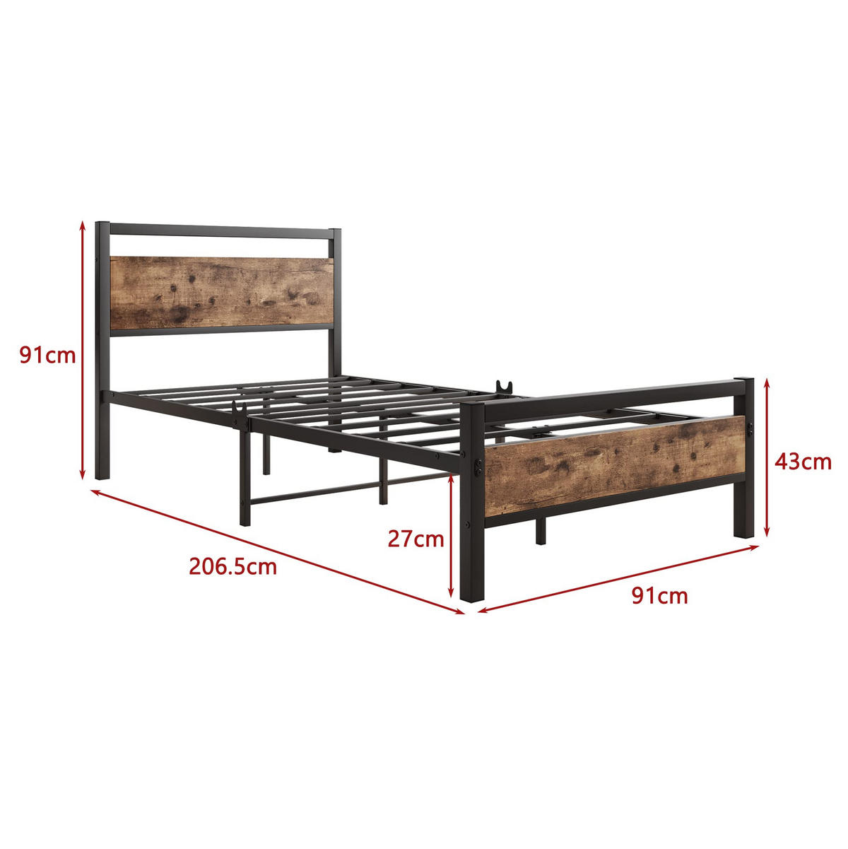 METALLBETT 90/200 cm DE-33024 mit Lattenrost und Stauraum Braun - Braun, Metall (90/200cm) - ComfortXL