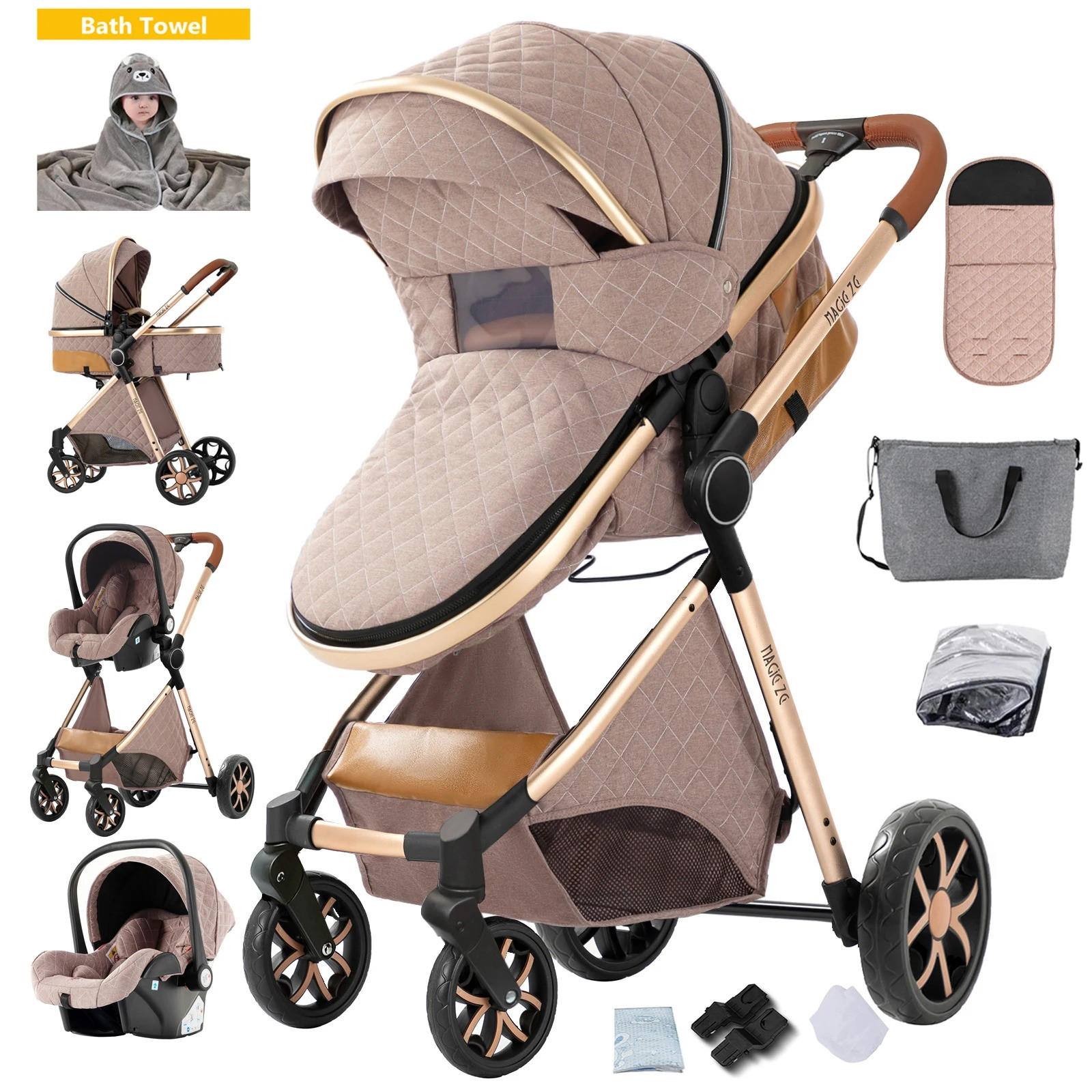 KINDERWAGENSET YV9-KHAKI - Hellbraun, Metall (80/60cm) - Kaket