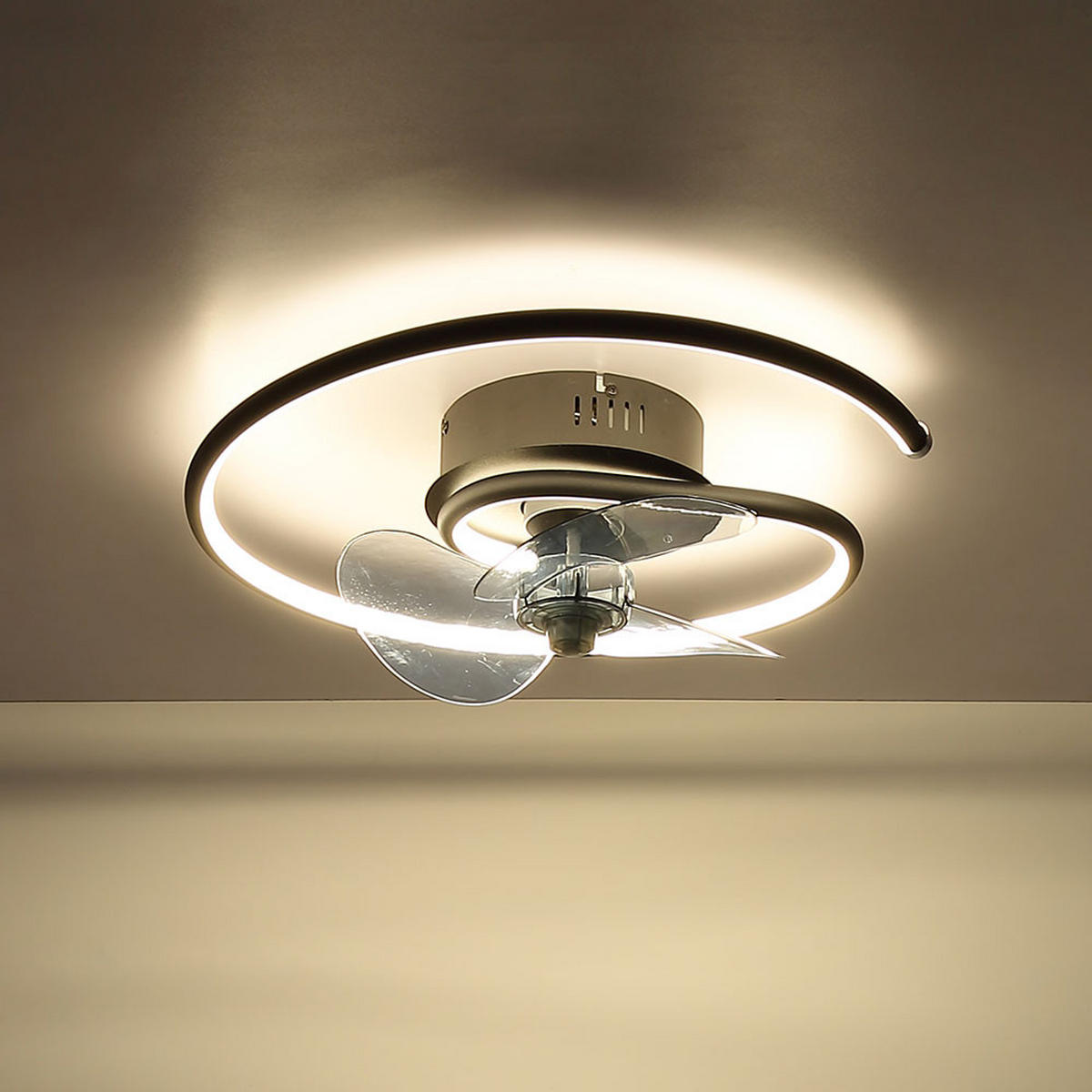 LED DECKENLEUCHTE Ventilator Metall Schwarz - Schwarz, Metall (45/45/13.9cm) - Globo Lighting