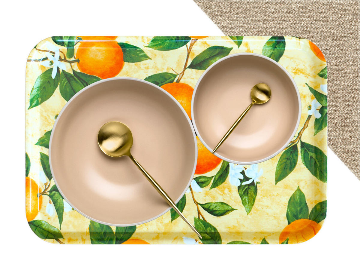 TABLETT Orangenhain, rechteckige Melamin Serviertablett 45x31 cm - Orange, Kunststoff (31/2/45cm) - Lashuma