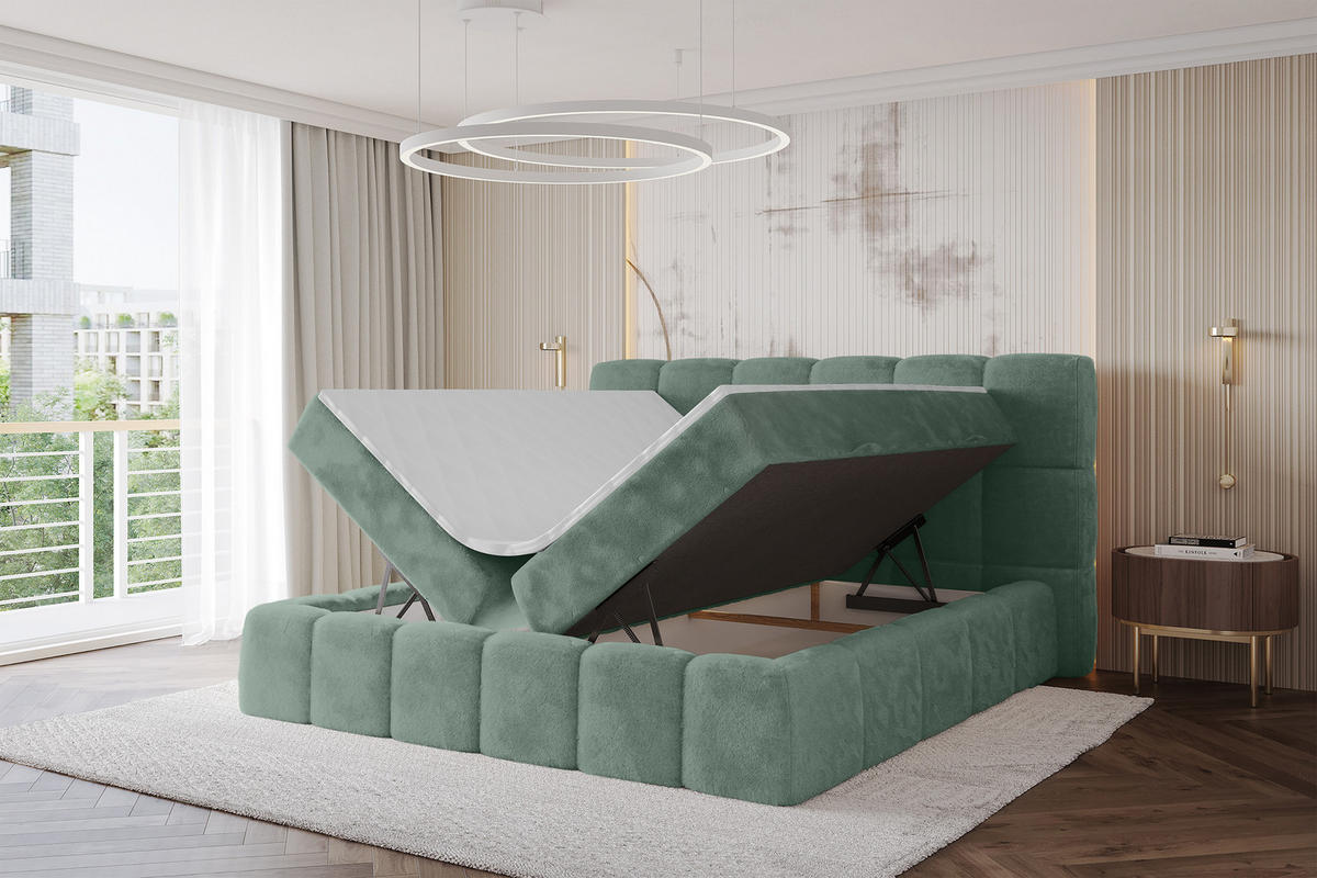 BOXBETT - AURI-H3 - 200x200 Salbeigrün Lapitt - Salbeigrün, Holzwerkstoff (200/200cm) - ALTDECOR