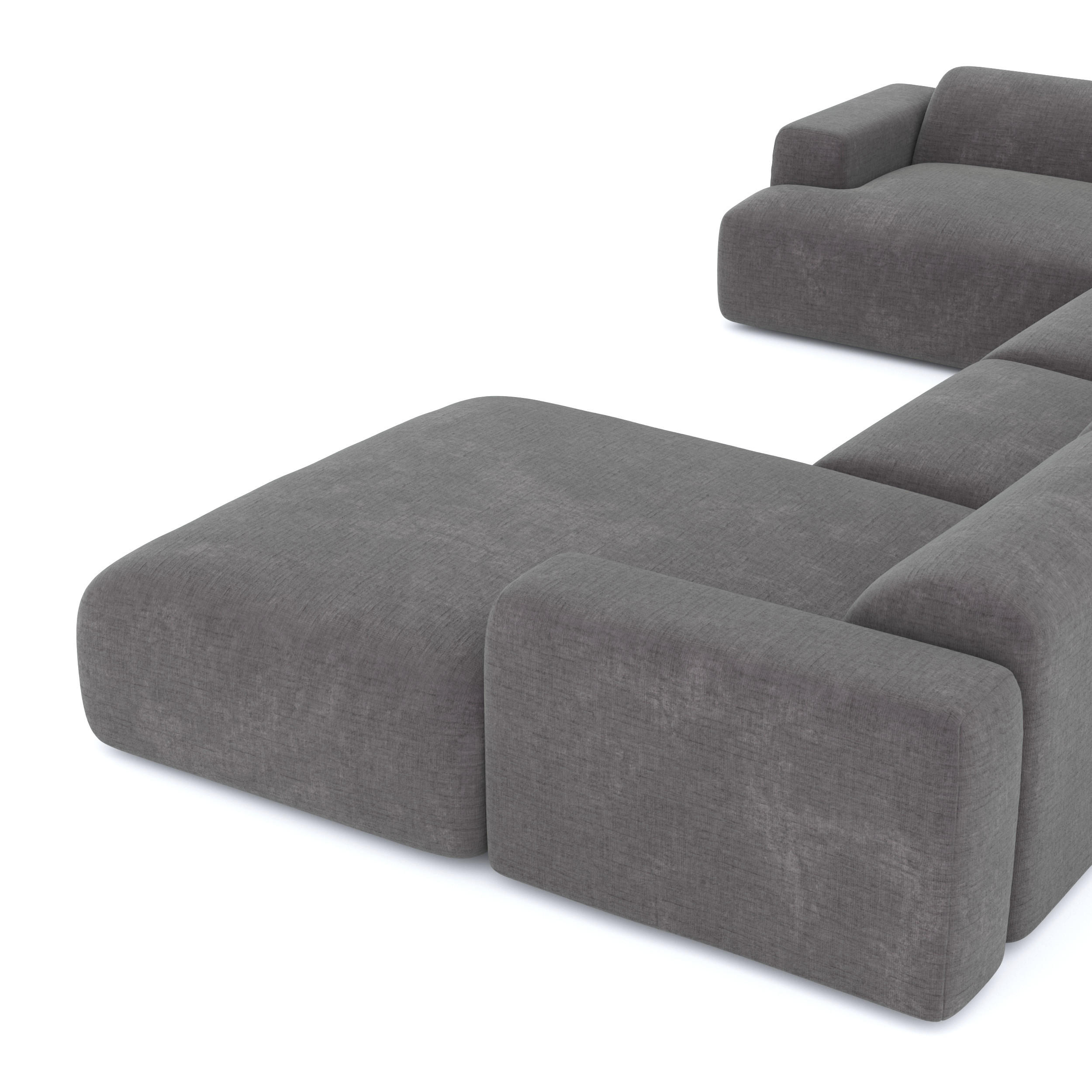 WOHNLANDSCHAFT Texturierter Samt Grau 354cm - Grau, Textil (354/73/164cm) - Sia Home