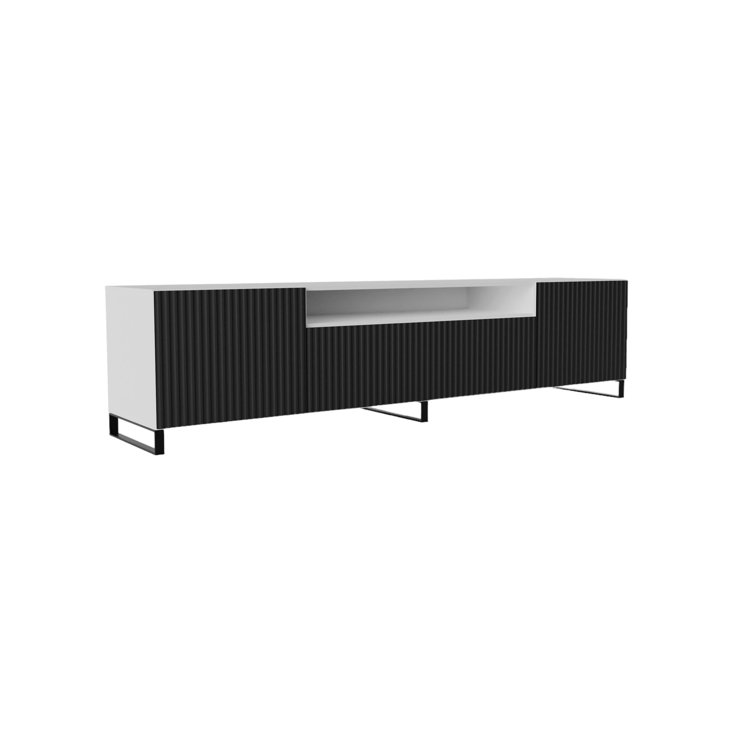 TV-SCHRANK Noe III 200 cm, dreitürig, weiß, schwarz - Schwarz/Weiß, Kunststoff (200/53/41cm) - Margaret Hadas24