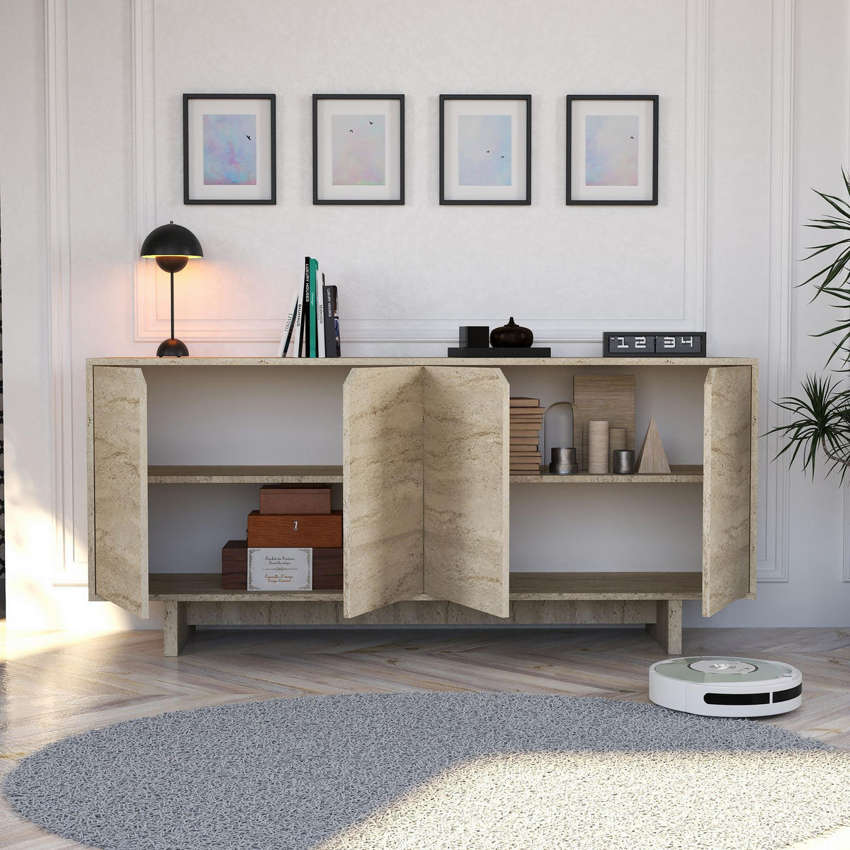 BUFFETSCHRANK turan beige - Beige, Holz (40/81/180cm) - Habitat Garten