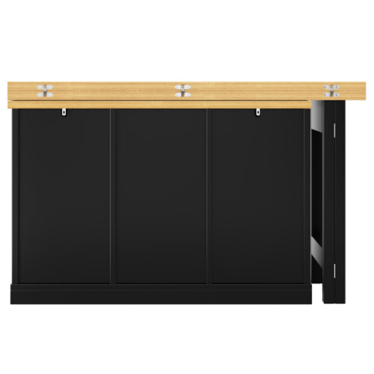 KÜCHENINSEL 120-197×40×74 cm aus MDF und Metall mit 360° drehbarer ausziehbarer Tischplatte, schwarz - Schwarz, Holzwerkstoff (197/74/40cm) - Luhomfu