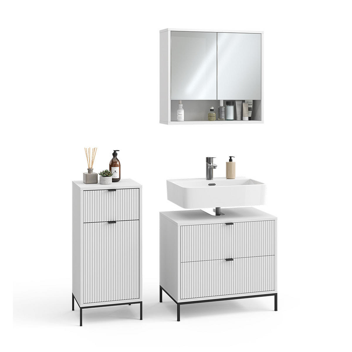 BADMÖBEL-SET Eliza Weiß 3 Teile - Weiß, Holzwerkstoff (70/63/45.1cm) - Vicco