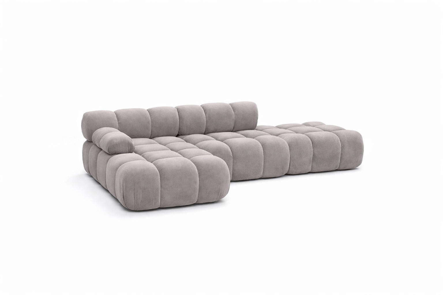 ECKSOFA L-Form Modular Mit Hocker, Veloursstoff Salvador, Grau, Links, Selia - Grau, Holz (285/160cm) - Kaiser Möbel