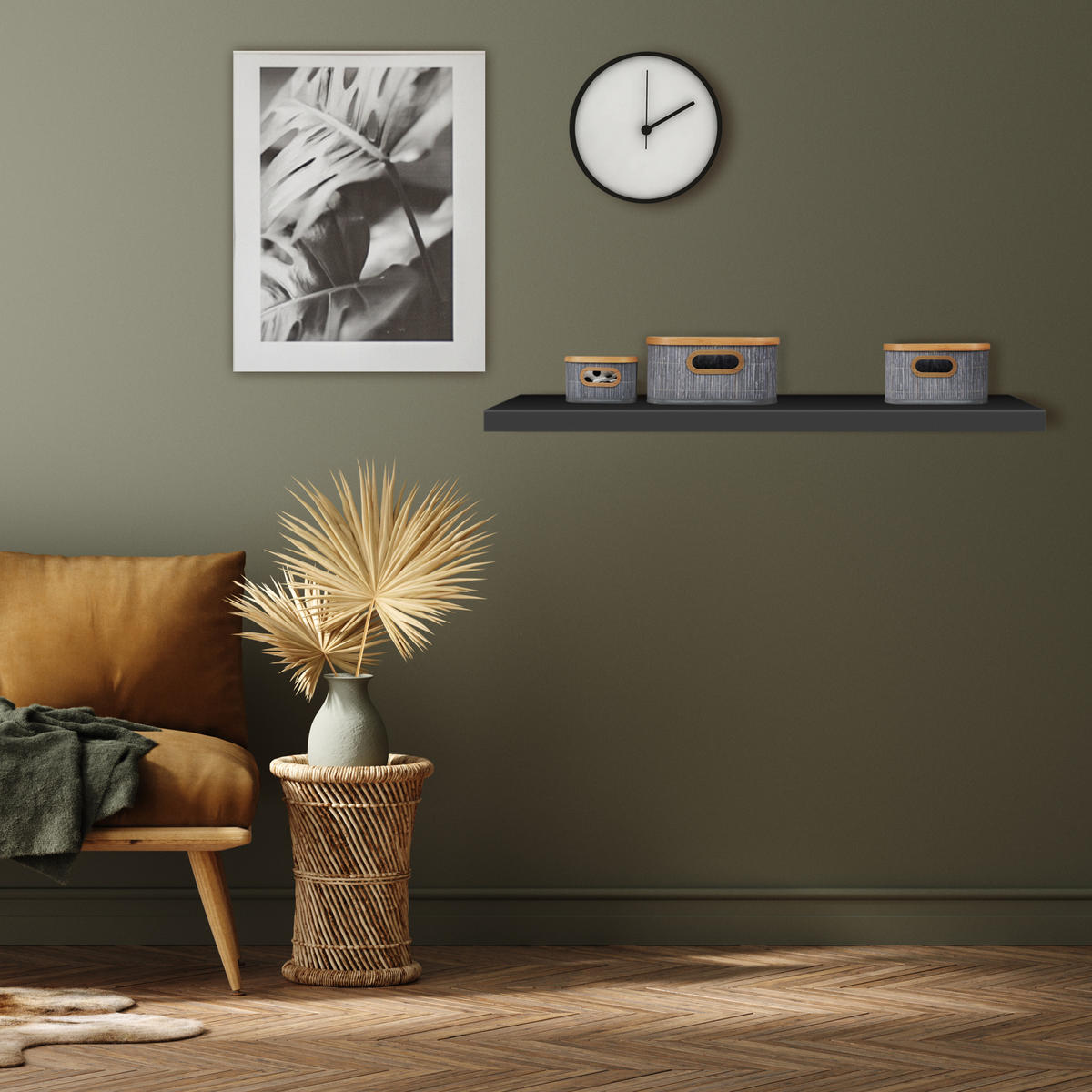 3XAUFBEWAHRUNGSKORB - Grau, Holz/Wellpappe (33.5/41/17cm) - Relaxdays