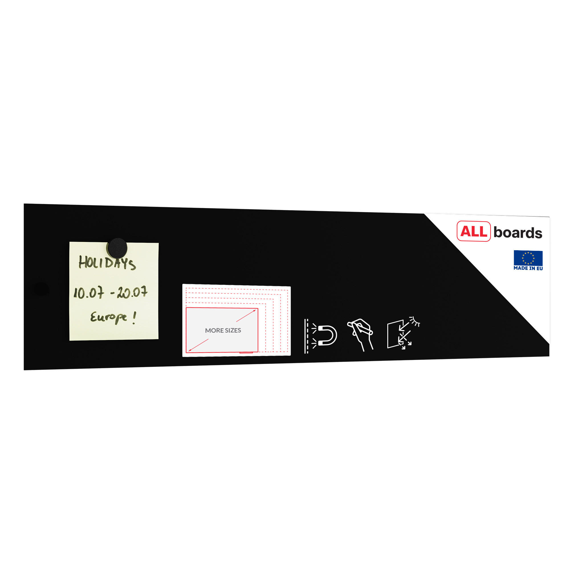 MAGNETPLATTE rahmenloses SLIMboard - Kreideoberfläche - 60x15 cm - Schwarz, Metall (60/15/0.3cm) - ALLboards