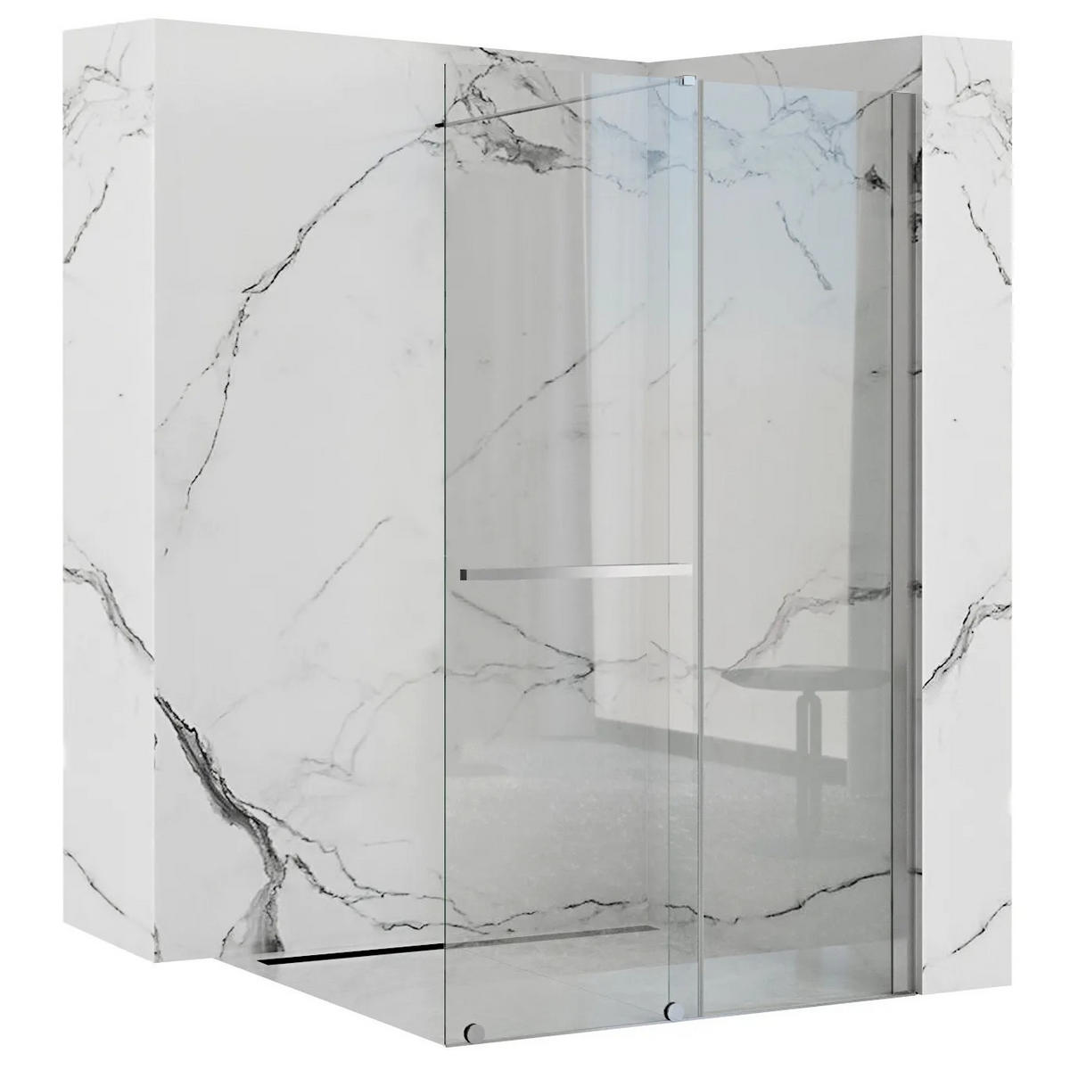 DUSCHWAND Rea Cortis 120 - Chromfarben, Glas (120.5/199.5cm) - REA