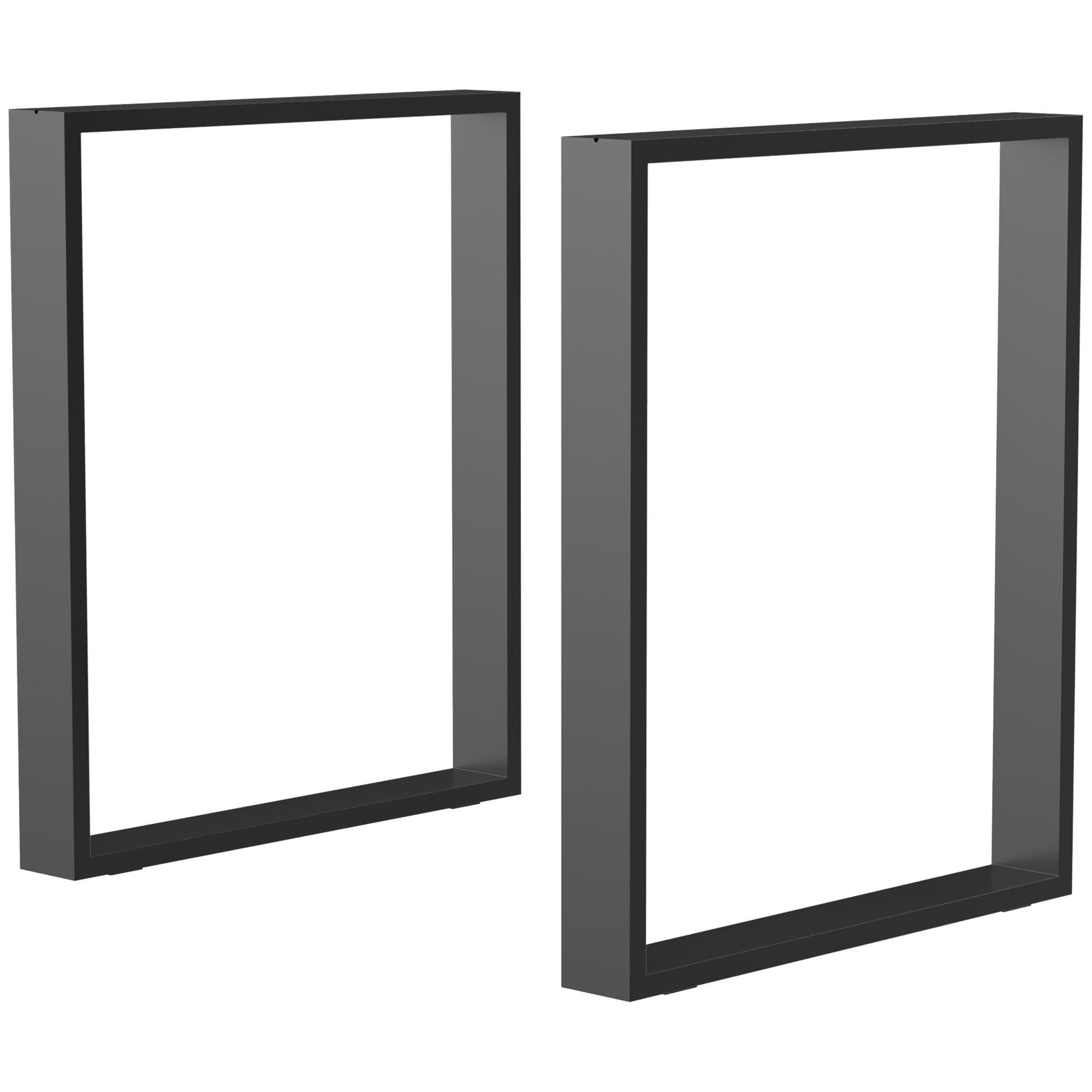 TISCHBEINE, 2er-Set Tischkufen, Schwarz - Schwarz, Metall (8/72/60cm) - HOMCOM