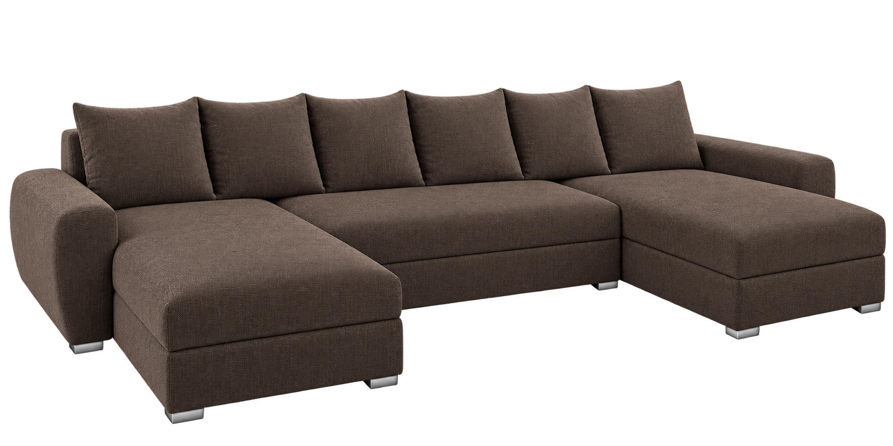 WOHNLANDSCHAFT PUMA U-Form 308 cm mit Schlaffunktion, Bettkasten, Kunstleder-Stoff oder Samt, verschiedene Farben - Schwarz/Braun, Kunststoff (308/85/140cm) - Wohnideebilder