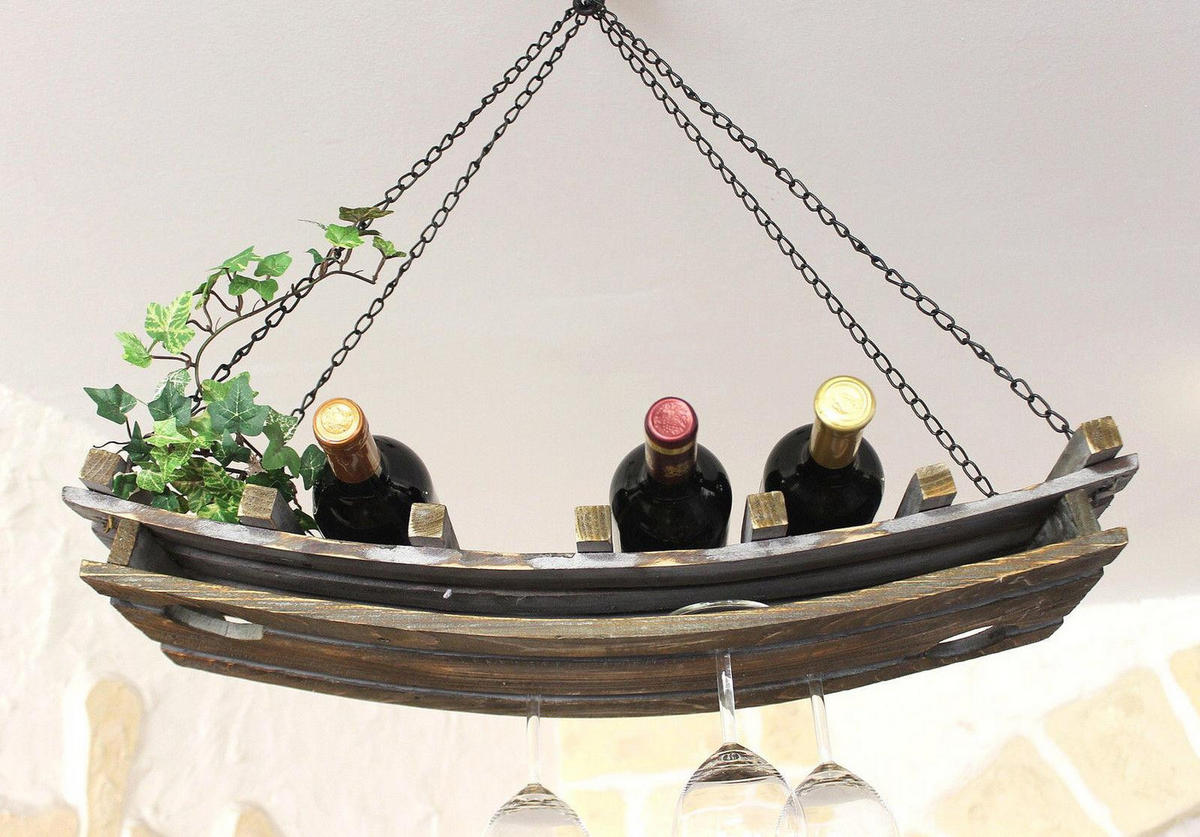 WEINREGAL Deckenregal aus Holz 65cm - Braun, Holz (65/8/24cm) - DanDiBo