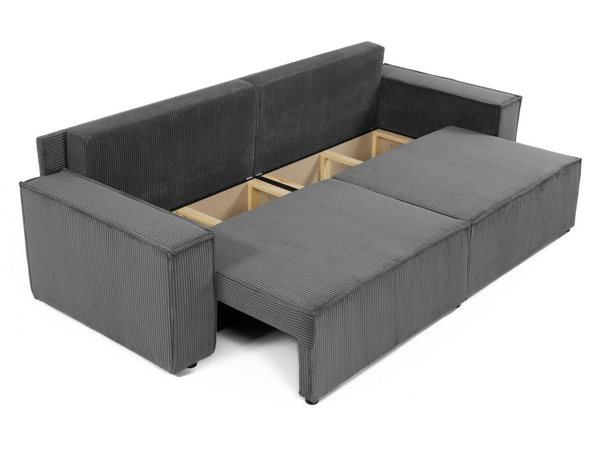 SCHLAFSOFA Karl mit L-Funktion - Creme/Schwarz, Holz/Kunststoff (245/82/139cm) - MIRJAN24