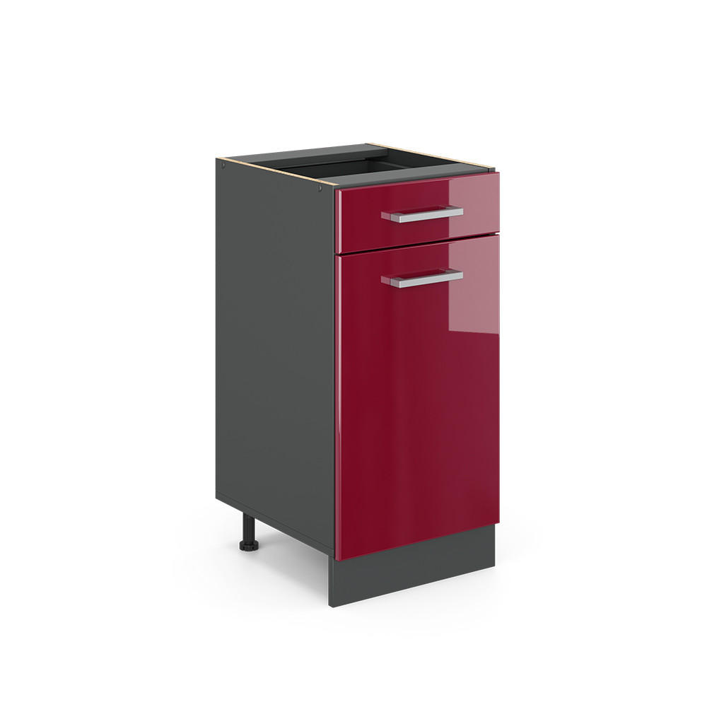 KÜCHENUNTERSCHRANK R-Line Rot Hochglanz 40 cm ohne Arbeitsplatte - Anthrazit/Rot, Holzwerkstoff (40/81.6/46cm) - Vicco