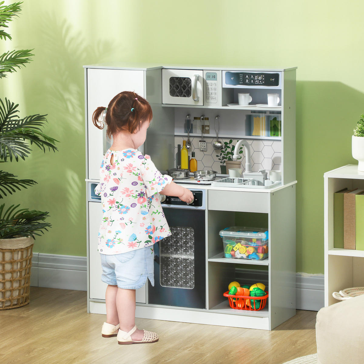 KINDERKÜCHE - Weiß, Holzwerkstoff (80/29.7/100.9cm) - AIYAPLAY