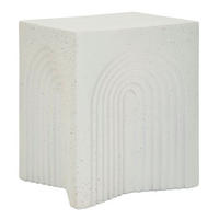 BEISTELLTISCH Arc, cremefarben, Magnesiumoxid (MgO), 40,5 x 40,5 x 50,5 cm - Creme, Stein (40.5/40.5/50.5cm) - Mauro Ferretti