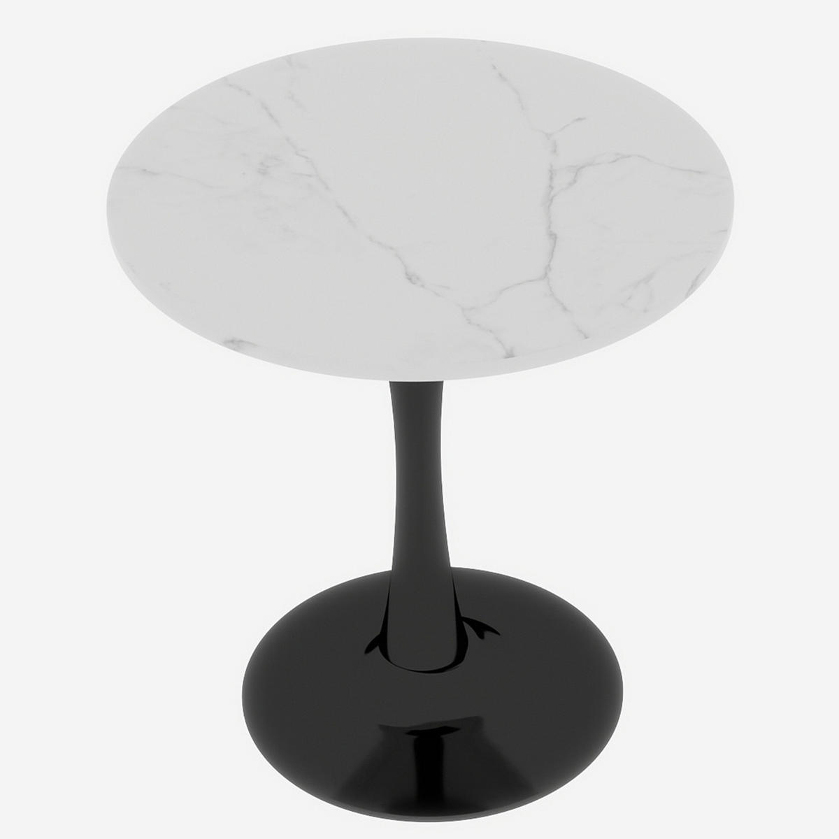 BEISTELLTISCH 70/70/72 cm mit runder Tischplatte und modernem Design, Schwarz/Weiß - Weiß, Stein (70/70/72cm) - Redom