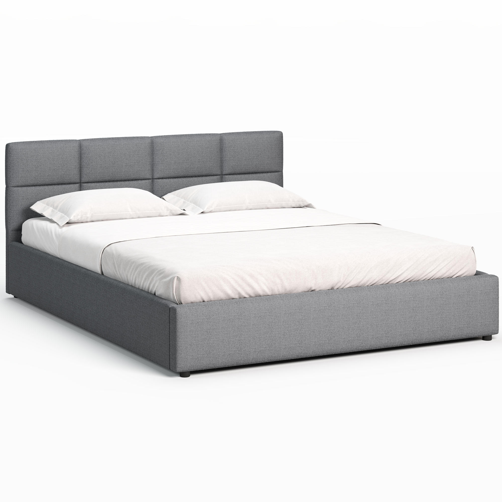 POLSTERBETT 160×200 mit Bettkasten und Lattenrost Mika 028-28 Grau Geflochten - Grau, Holz/Textil (160/200cm) - Jana