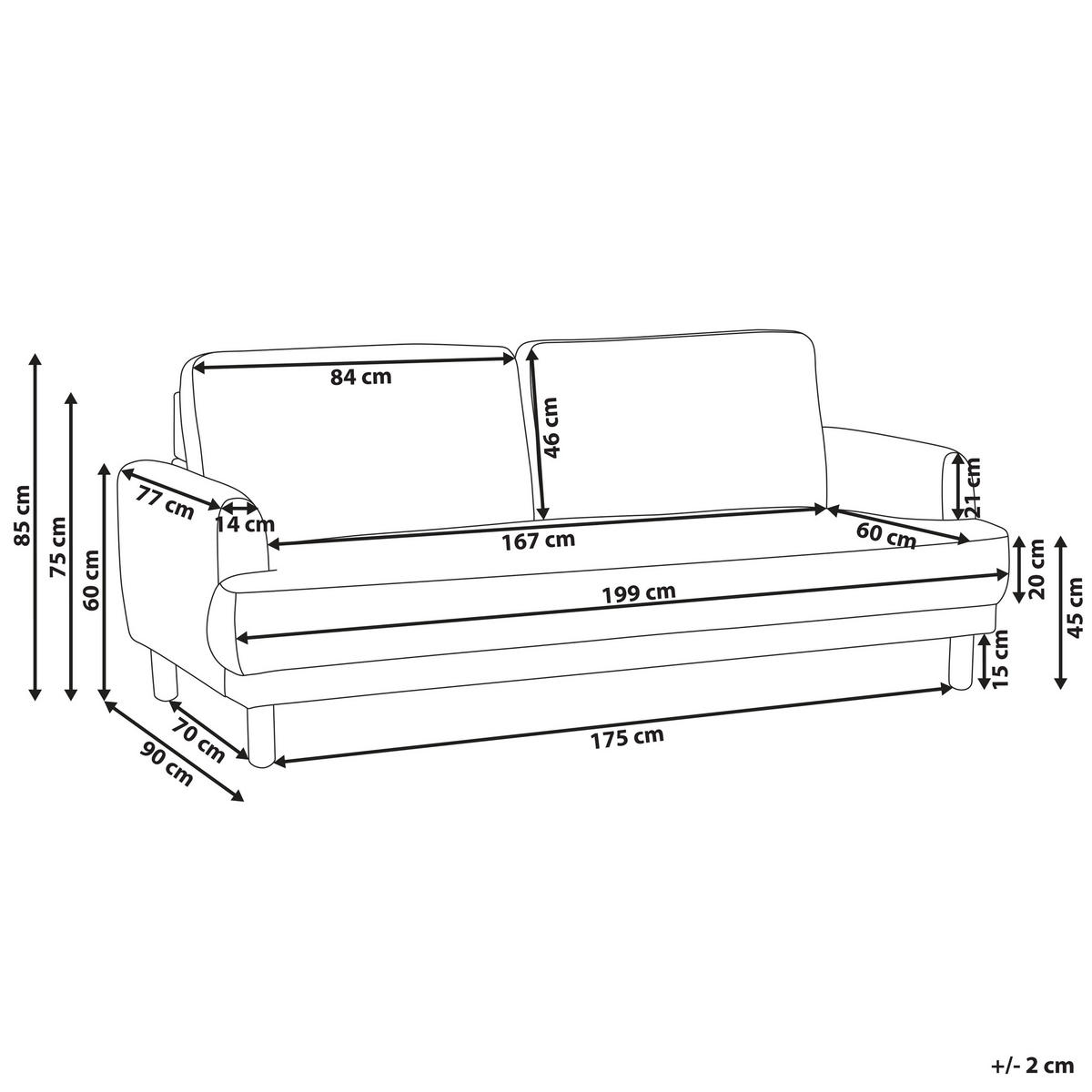 3-SITZER-SOFA Bouclé Weiß Tuve - Hellbraun/Weiß, Textil (199/85/90cm) - Beliani