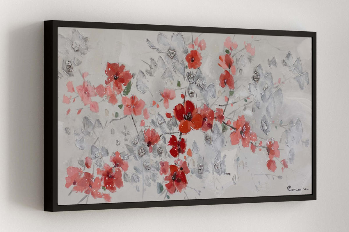 ACRYLBILD HANDGEMALT 120/60 cm - Rot, Holz/Textil (120/60cm) - KUNSTLOFT