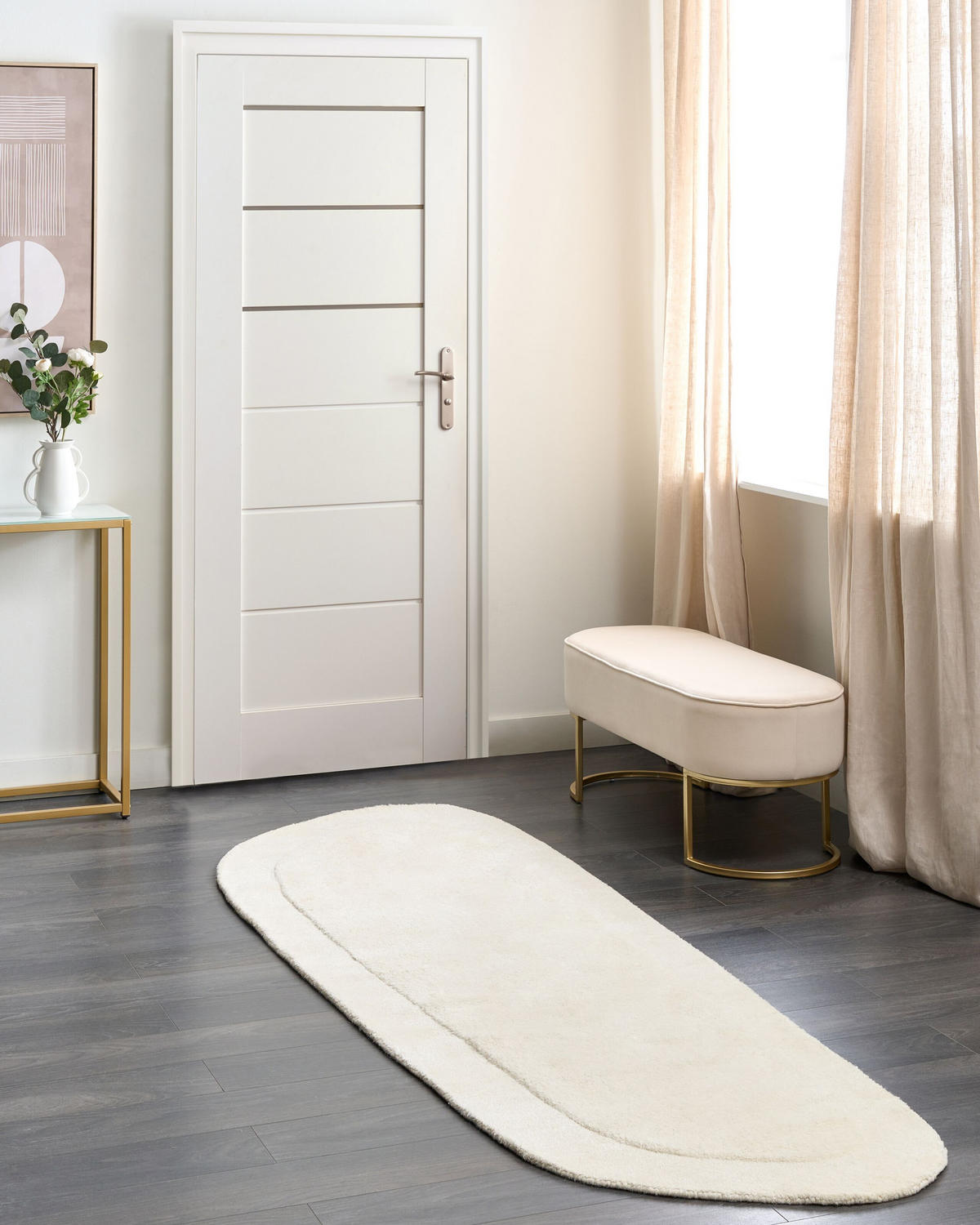 KURZFLOR-TEPPICH Beige 80/250 cm Berani - Beige, Textil (80/250cm) - Beliani