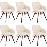 ESSZIMMERSTUHL 6er Set, drehbar, Samt, Beige - Beige/Schwarz, Textil/Metall (57/78/63cm) - Woltu
