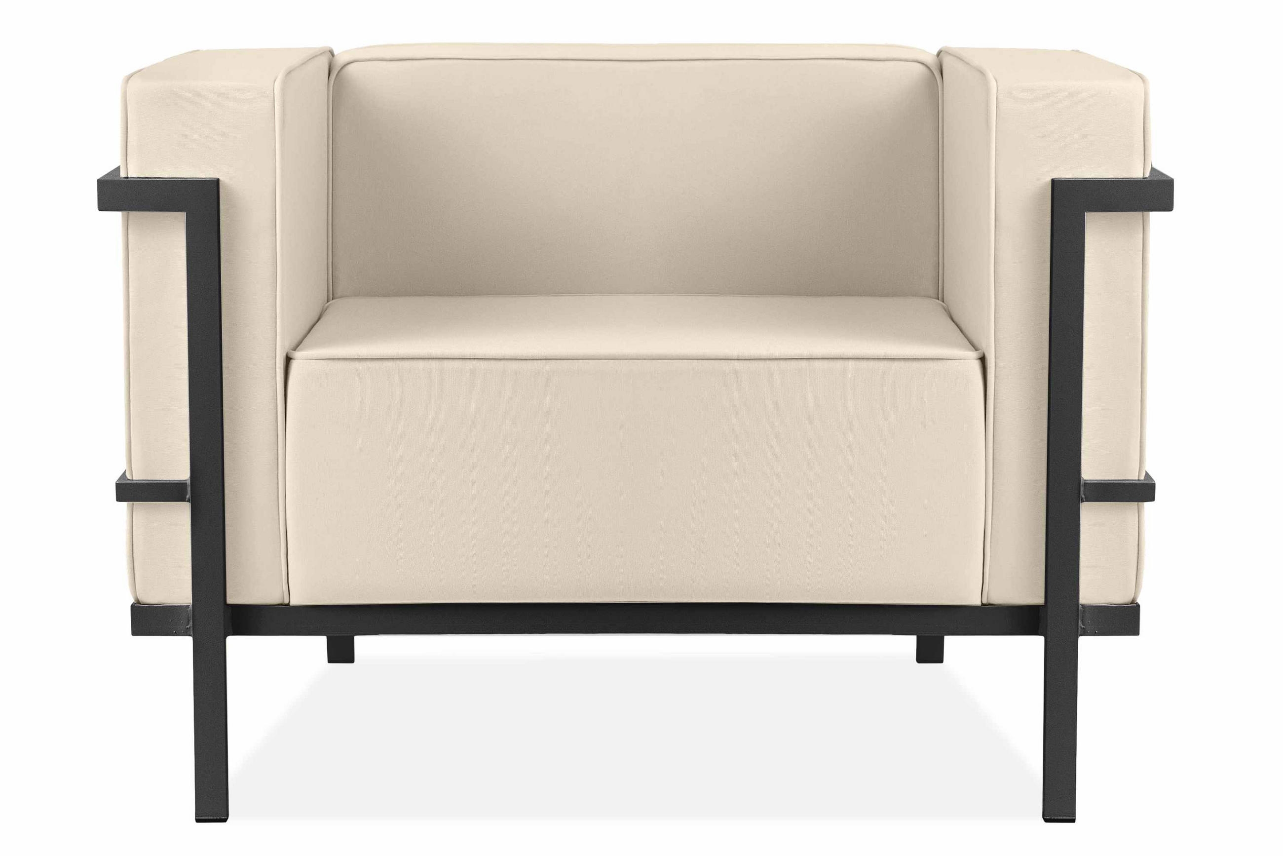 GARTENSESSEL TRIGLO Stahlgestell, Modern, Dunkelgrau/Cremeweiß - Dunkelgrau/Creme, Textil/Metall (99/70/69cm) - KONSIMO®