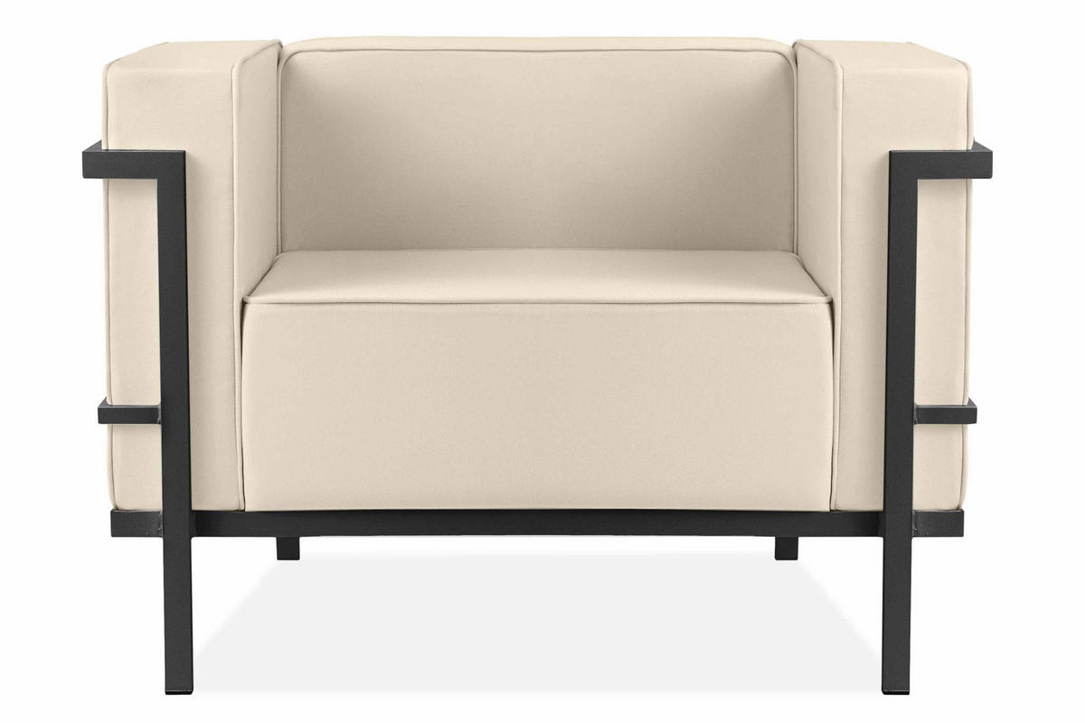 GARTENSESSEL TRIGLO Stahlgestell, Modern, Dunkelgrau/Cremeweiß - Dunkelgrau/Creme, Textil/Metall (99/70/69cm) - KONSIMO®