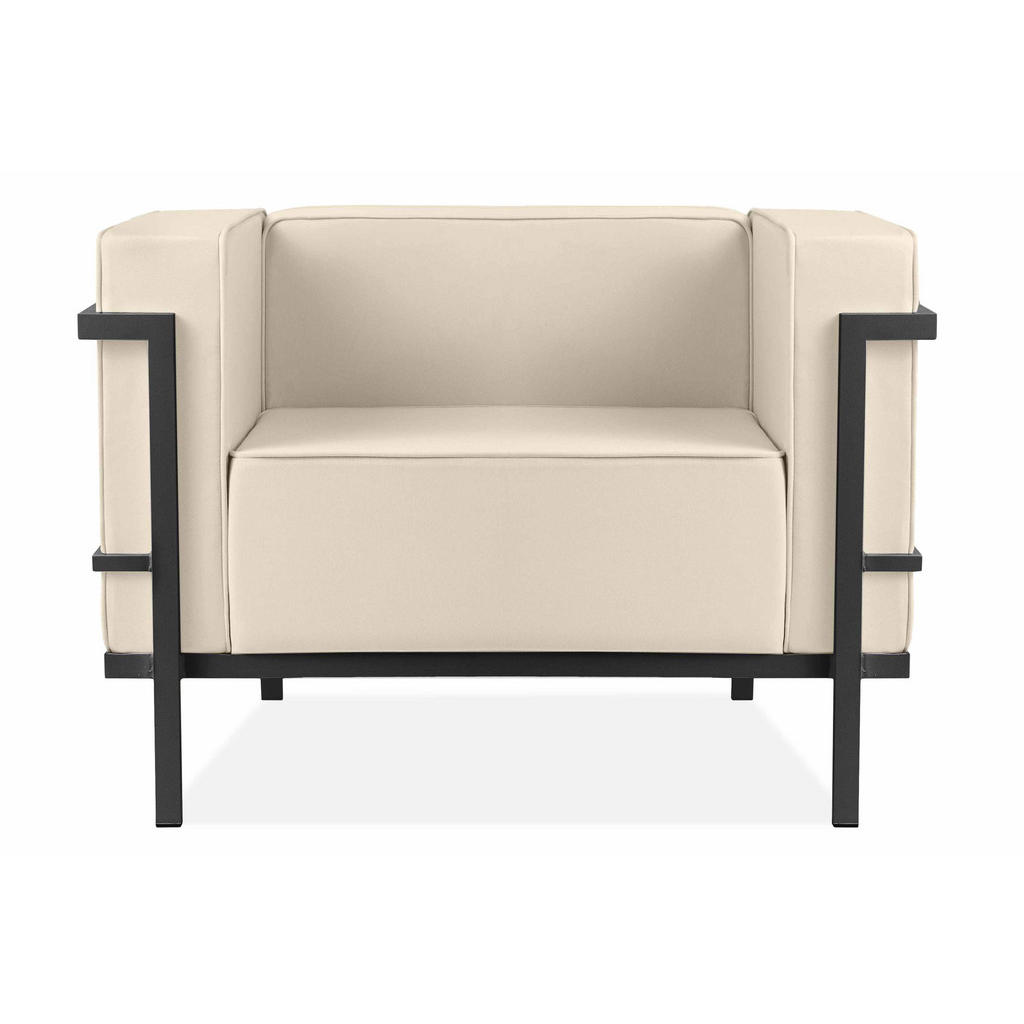 Thumbnail - Konsimo® Gartensessel, Dunkelgrau, Creme, Metall, Textil, 1-Sitzer, Füllung: Schaumstoff, Rechteckig, 99x70x69 cm, Herge...