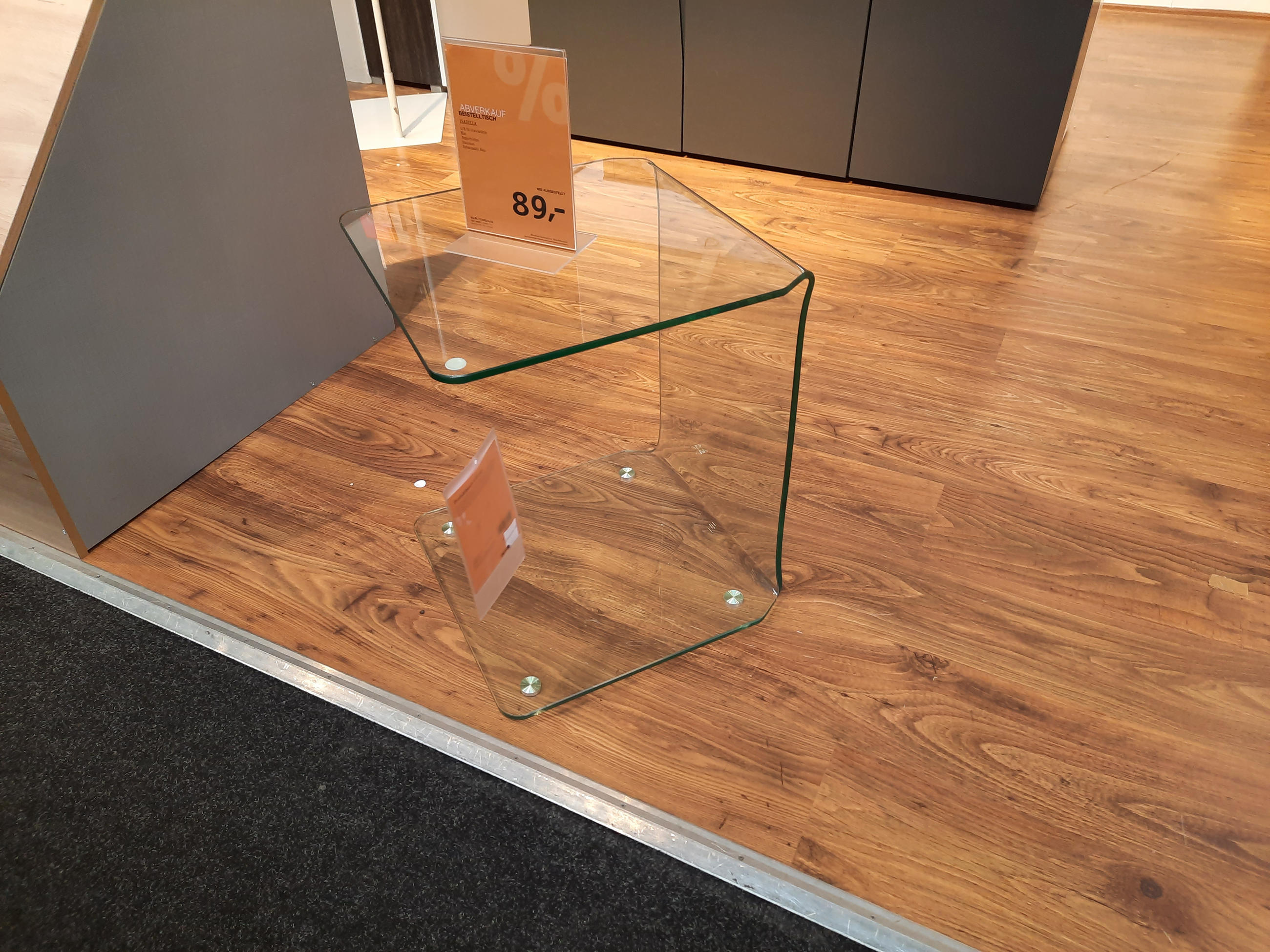 Beistelltisch Isabella, 45/45/60 cm, Glas