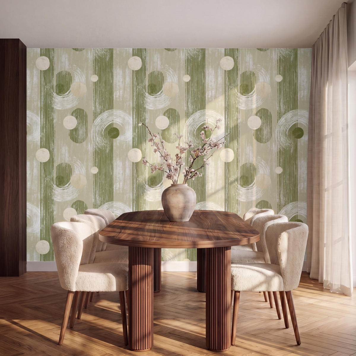 TAPETE - Künstlerisch - Modern - Grün - 280x200 cm - Olivgrün, Papier (280/200cm) - OnlyWow