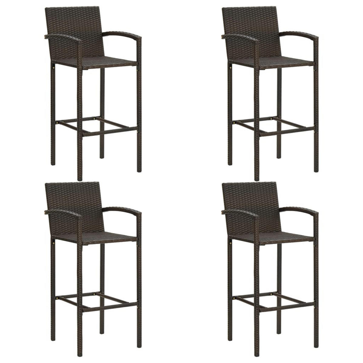 GARTEN-BAR-SET 5-teilig Mit Armlehnen Poly Rattan Braun - Braun, Kunststoff - vidaXL