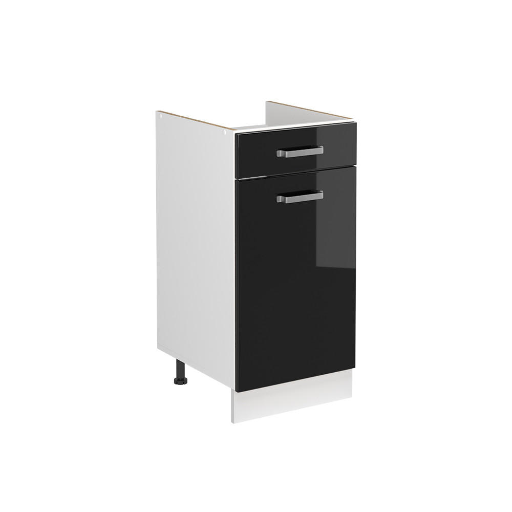 SPÜLENUNTERSCHRANK R-Line, Schwarz Hochglanz/Weiß, 40 cm ohne Arbeitsplatte - Schwarz Hochglanz/Weiß, Holzwerkstoff (40/81.6/46cm) - Vicco