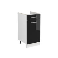 SPÜLENUNTERSCHRANK R-Line, Schwarz Hochglanz/Weiß, 40 cm ohne Arbeitsplatte - Schwarz Hochglanz/Weiß, Holzwerkstoff (40/81.6/46cm) - Vicco