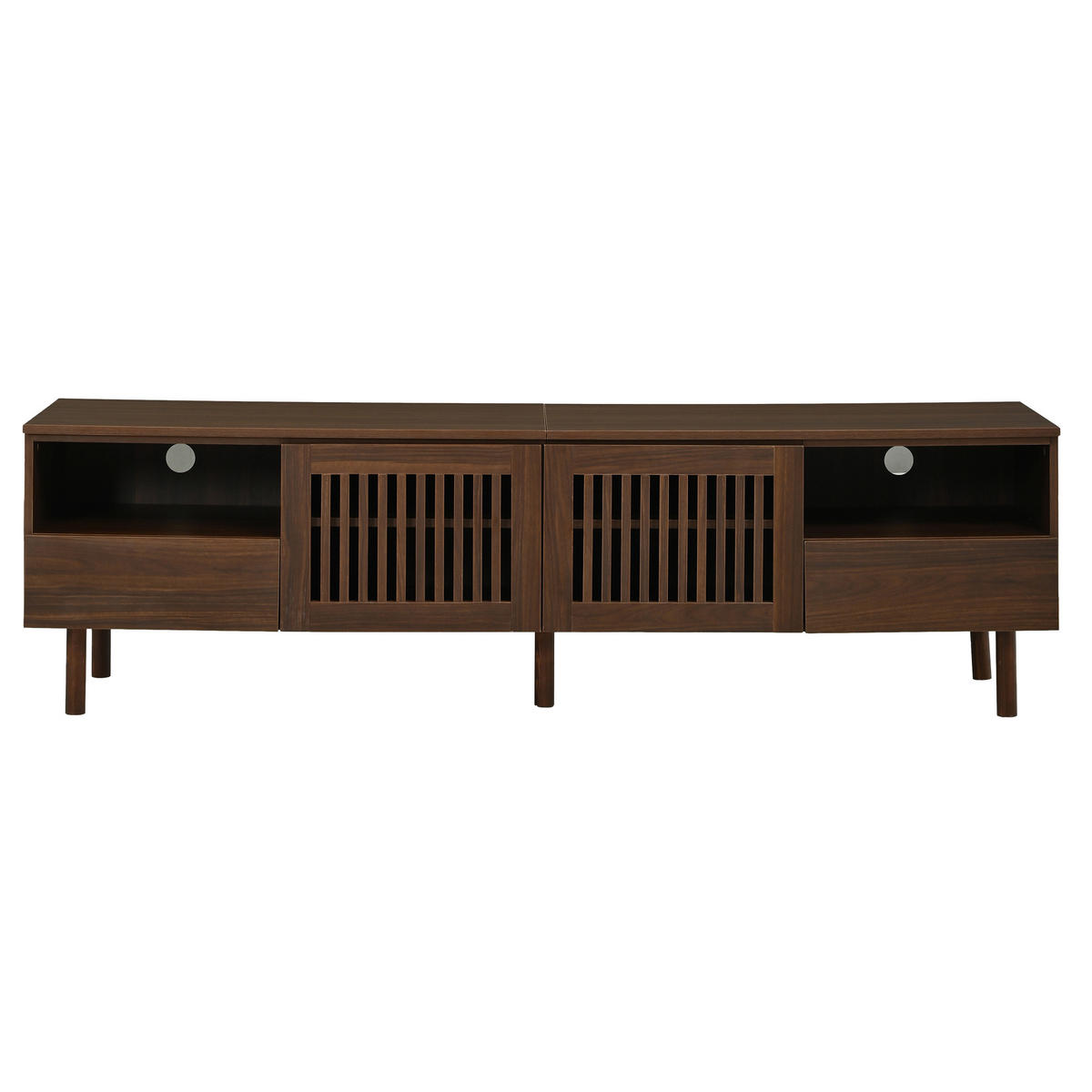 TV komoda 180/40/51 cm s rešetkastim vratima i ladicama u izgledu orahova drva - boje oraha/prirodne boje, drvni materijal (180/51/40cm) - CHICFURN